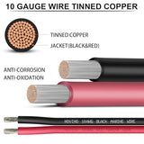 10 Gauge Marine Wire Include 10 AWG 50FT Red & 50FT Black,10 Gauge Marine Grade Wire Tinned Copper Electrical Cable for Automotive Boat Speakers Battery Lighting Solar Panel Camper Trailer
