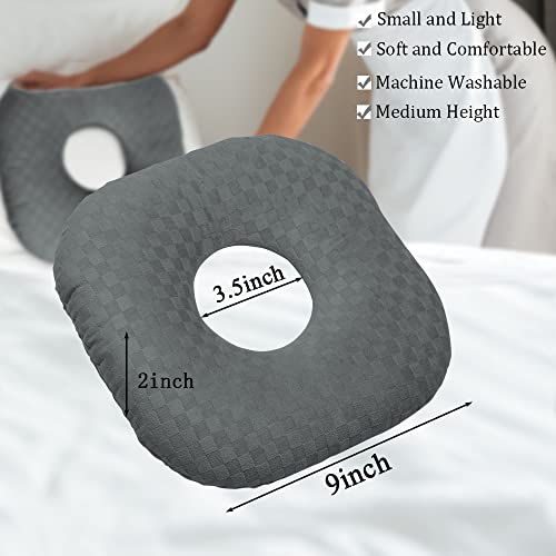 Wuronsa Ear Piercing Pillow for Side Sleepers, Pillow with an Ear Hole for CNH and Ear Pain Ear Inflammation Pressure Sores, O-Shaped Side Sleeping Pillow, Ear Guard Pillow (Dark Gray)