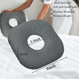 Wuronsa Ear Piercing Pillow for Side Sleepers, Pillow with an Ear Hole for CNH and Ear Pain Ear Inflammation Pressure Sores, O-Shaped Side Sleeping Pillow, Ear Guard Pillow (Dark Gray)