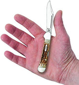 Case XX WR Pocket Knife Mini Copperlock Amber Bone W/Shield Item #133 (61749L SS) 3 5/8 inches Closed