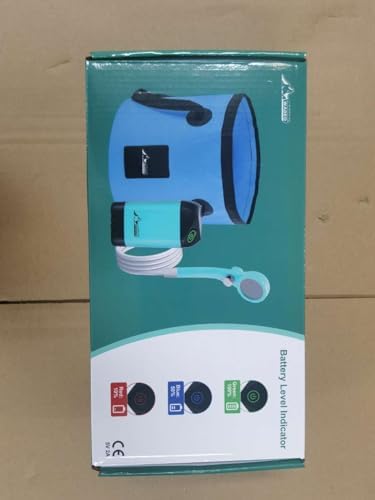 WADEO Portable Shower for Camping, Outdoor Electric Shower Rechargeable Pump with 20L Collapsible Bucket, Camping Shower Head Nozzle for Camping, Hiking, Traveling, Washing