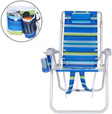 Ultimate Heavy Duty High Seat Aluminum Folding Backpack Beach Chair for Adults | Lay Flat, 5 Reclining Positions | Removable Insulated Cooler Pouch & Canopy for UV Protection