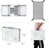 Folding Camping Table with Storage Net, 3ft Camping Table Aluminum Folding Table with 3 Adjustable Height Max 27.1 Inch, Portable, for Outdoor Backyard BBQ, Silver