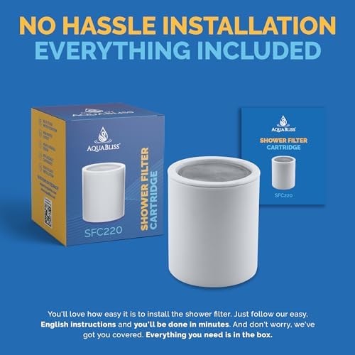 AquaBliss Replacement Multi-Stage Shower Filter Cartridge - Longest Lasting High Output Universal Shower Filter Reduces Chlorine & Toxins in SF220 or SF100. 1-Pack (SFC220)