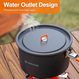 Odoland Camping Cookware Mess Kit, Non-Stick Lightweight Camping Pot and Fry Pan Set with Mesh Bag for Backpacking, Outdoor Cooking and Picnic