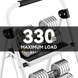KINGRACK 2 Step Ladder, Folding Step Stool with Anti-Slip and Wide Pedal, Lightweight Stepladder with Handrails, Portable for Kitchen, Household, 330LBS, White