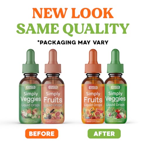 Simply Nature's Pledge - Fruit and Vegetable Supplements - Liquid Drops - Made with Whole Food Superfoods, Packed Vitamins & Minerals - Soy Free - Made in The USA