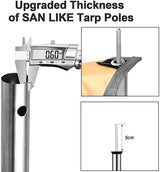 SAN LIKE Telescoping Tarp Poles Adjustable Tent Poles for Tarp Canopy Awning Shelter Backpacking Hiking - (Adjustable Length - Steel Increase Thinckness)