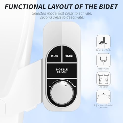SAMODRA Non-Electric Bidet - Self Cleaning Dual Nozzle (Frontal and Rear Wash) Fresh Water Bidet Toilet Seat Attachment with Independent Adjustable Water Pressure (Classic Black/Silver)