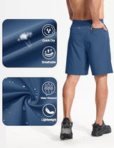 MAGCOMSEN Men's Athletic Running Shorts 9" Quick Dry Lightweight Sport Workout Hiking Gym Shorts with Zipper Pockets
