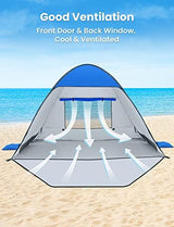 Pop Up Beach Tent Beach Shade Tent for 1-4 Persons Sun Shelter UPF 50+ Enclose Zipper Door Portable Easy Up Beach Tent