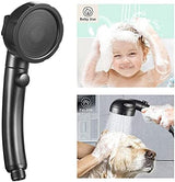 KAIYING High Pressure Handheld Shower Head with ON/OFF Pause Switch, 3 Spray Modes Shower Wand with Shut Off Button, Removable Camper Shower Head with Hose and Adjustable Angle Bracket (Black)