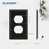 ELEGRP Duplex Receptacle Outlet Covers, 1-Gang Standard Size Wall Plates, Unbreakable Polycarbonate Dual Outlet Faceplates Covers, UL Listed, Color-matched Screws Included (20 Pack, Glossy Black)