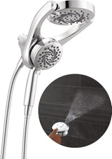 Delta Faucet 5-Setting HydroRain 2-in-1 Dual Shower Head with ProClean Spray, Chrome Round Shower Head with Hose, Hand Held Shower Head, Chrome 75419