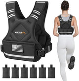 APEXUP Adjustable Weighted Vest, 4-10lb/12-18lb/20-32lb Vest with 6 Ironsand Weights and Large Pocket, Weight Vest for Men Women Strength Training, Running, Walking