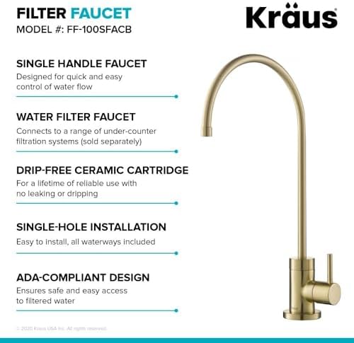 KRAUS Purita 100% Lead-Free Kitchen Water Filter Faucet in Spot Free Antique Champagne Bronze, FF-100SFACB