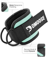 DMoose Fitness Ankle Straps for Cable Machines - One Size Fit with Premium Padding, Glute Kickback Ankle Strap for Women & Men, Cable Attachments for Gym, Booty Workouts, Leg Extension & Hip Abductors