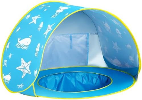 Monobeach Baby Beach Tent Ocean Pop Up Portable Shade Pool UPF50+ UV Protection Sun Shelter for Infant with Easy Set Up Canopy