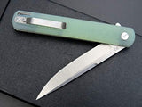 Eafengrow EF16 Folding Knife Flipper Ball Bearing Point D2 Blade G10 Handle with Pocket Clip Everday Carry Pocket Knife Liner Lock Camping Tactical Outdoor Multitool (Jade)