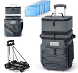 Odoland 48/72 Cans Soft Cooler with Wheels and Handle Collapsible Ice Chest Rolling Coolers on Wheels for Beach Camping Travel and Picnic