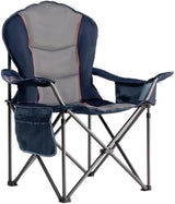 Oversized Camping Chair Heavy Duty 500LBS - Folding Outdoor Chair with Cooler Bag, Storage Pockets, Portable Collapsible Lawn Chairs for Adults (Blue & Gray)