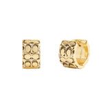 COACH Quilted C Huggie Earrings Golden One Size