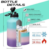 64OZ Insulated Water-Bottle with Paracord-Handle - Half Gallon Water Bottle Jug with Straw & Spout Lids, Bottle Sleeve & Boot, Keep Cold-48h Hot-24h for Fitness Camping Hunting, Hiking