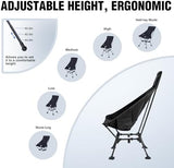 MOON LENCE High Back Folding Camping Chairs, Comfy Head Support, 5 Modes Choice, Portable Lightweight, Beach Lawn Camp Chair, with Height-Adjustable Legs & Anti-Sinking Feet