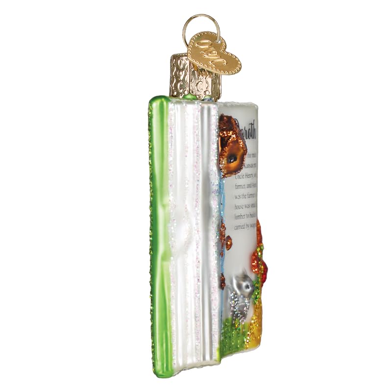 Old World Christmas The Wonderful Wizard of Oz Book Glass Blown Ornament for Holiday Tree, Handcrafted Holiday Decoration, Book Collection