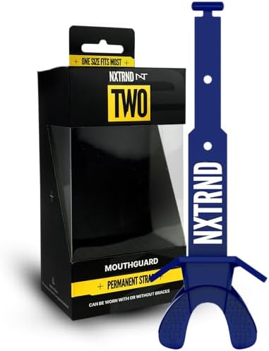 Nxtrnd Two Football Mouth Guard, Football Mouthpiece with Strap, Fits Adult & Youth (Navy Blue)