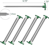 Cheardia 20 Pack Tent Stakes Heavy Duty, 10.25 Inch Yard Stakes Non-Rust Metal Tent Pegs Ground Stakes Tent Spikes for Camping Patio, Garden, Canopies, Grassland, Outdoor,Green