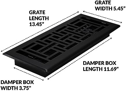Decor Grates AJH412-BLK Oriental Floor Register, 4x12 Inches, Textured Black