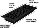 Decor Grates AJH412-BLK Oriental Floor Register, 4x12 Inches, Textured Black