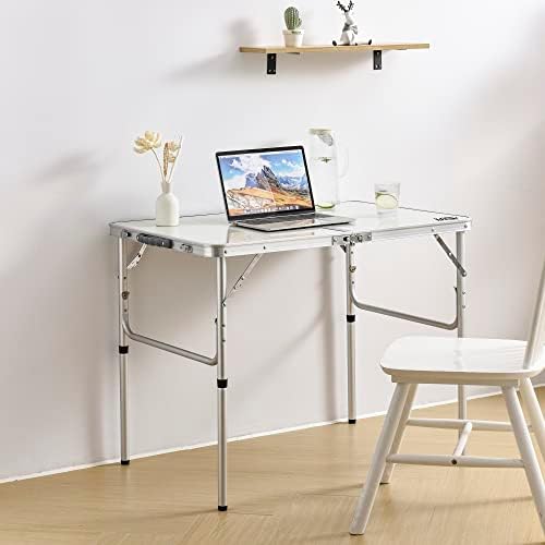 Folding Camping Table, 36''L x24''W Camp Aluminum Table with Adjustable Height Legs, Indoor Outdoor Lightweight Portable Folding Dining Table for Camp Picnic Beach BBQ Cooking 3Ft（2 Heights 15"/28"）