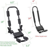 Leader Accessories Folding Kayak Rack 4 PCS/Set J Bar Car Roof Rack for Canoe Surf Board SUP On Roof Top Mount on SUV, Car and Truck Crossbar with 4 pcs Tie Down Straps