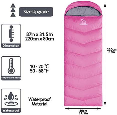 XL Size Upgraded Version of Camping Sleeping Bag 4 Seasons Warm and Cool, Lighter Weight, Adults and Children Can Use Waterproof Camping Bag, Travel and Outdoor Activities