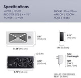 Quiet Register Booster Fan Fits 4" x 10" Register Holes, 10-Speed Smart Heating Cooling AC Vent Fan with Remote Control and Thermostat Control - White