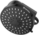 High Flow Filtered Shower Head, HOPOPRO 5 Modes High Pressure Fixed Showerhead with Filter, 2-In-1 Shower Head Filter for Hard Water, Remove 99% Chlorine, Improves Skin Hair Condition (6 Inch Black)