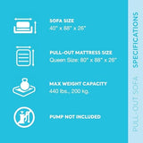 Intex Inflatable Pull-Out Sofa: Velvety Surface, 2-in-1 Valve, Cupholder, 46" x 88" x 26" - Blow-Up Couch and Folding Queen Size Air Mattress Bed