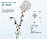 SR SUN RISE Filtered Shower Head with Handheld, High Pressure 9 Spray Mode Brushed Nickel Showerhead with Filters, detachable shower head,Water Softener Filters Beads for Hard Water - Remove Chlorine