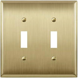 LIDER Toggle Light Switch Metal Wall Plate, Stainless Steel Switch Cover, Corrosion Resistant, Mid-Size 2-Gang 4.88" x 4.92", 201 Stainless Steel, LMWP-12M-BB, Brushed Brass
