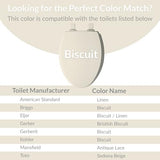 Mayfair Padded Toilet Seat, Cushioned Soft Vinyl over Wood Core Seat, Secure Hinges, Easy Clean, Made in USA, Round, Biscuit