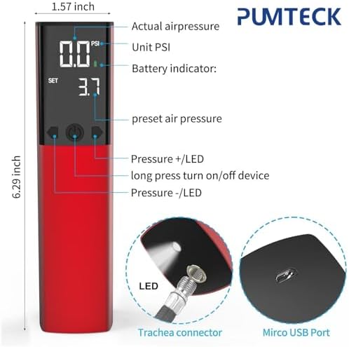 Pumteck Electric Ball Pump, Smart Air Pump Portable Fast Ball Inflation with Precise Pressure Gauge and Digital LCD Display for Football Basketball Volleyball Football (2 Pin and 1 Spout)