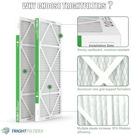 14x30x1 Air Filter 4 Pack, MERV 8 Pleated Dust Defense Air Filters Replacement Air Conditioner HVAC AC Furnace Filter, Durable and Lightweight
