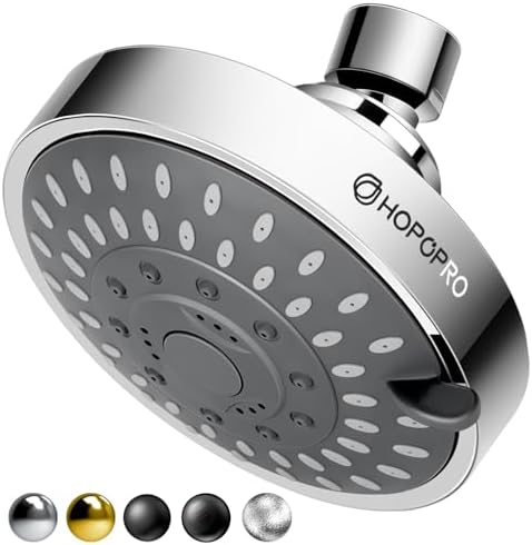 HOPOPRO 5-Mode High Pressure Shower Head - The Washington Post, NBC News, Today TV Show Recommended - High Flow Fixed Showerheads (4 Inch Chrome)