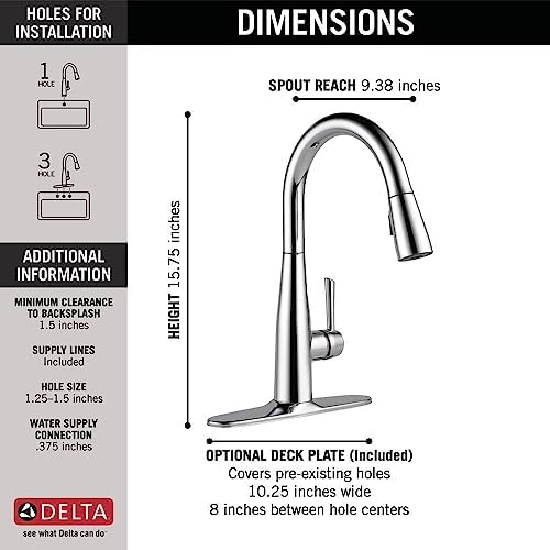 Delta 9113-DST Essa Kitchen Faucet, Standard, Chrome