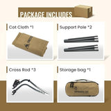 OneTigris SUPRAGRIS Camping Cot, Support Up to 400lbs, Lightweight Comfortable Folding Bed for Camping, Hiking, Backpacking, Travel, Car Trips, Office Nap