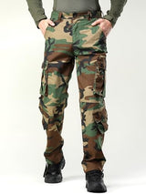 Men's Camo Cargo Work Pants Ripstop Lightweight Wild Army Military BDU Outdoor Trousers with 8 Pocktets (No Belt)