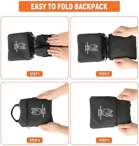 SKYSPER 10L Hiking Backpack, Foldable & Packable Lightweight Daypack for Travel, Collapsible Small Compact Hiking Backpack for Women & Men, Black