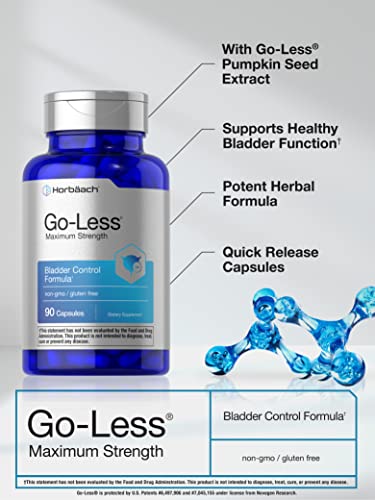 Go Less Bladder Control Pills | 90 Capsules | Maximum Strength for Women and Men | Non-GMO & Gluten Free Formula | by Horbaach